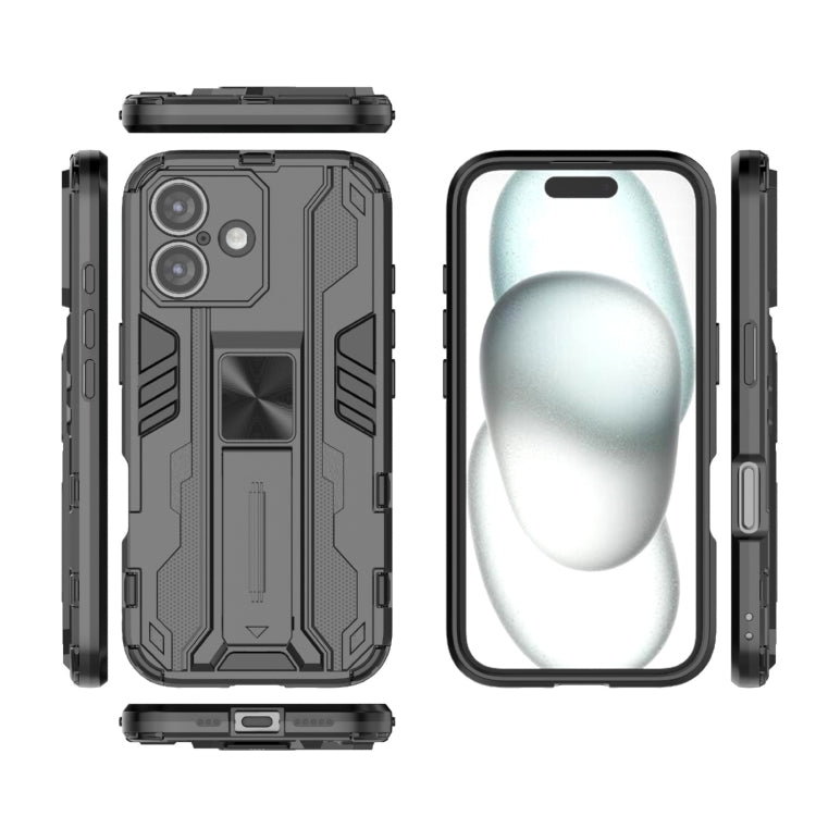 For iPhone 16 Supersonic PC + TPU Holder Phone Case(Black) - iPhone 16 Cases by buy2fix | Online Shopping UK | buy2fix