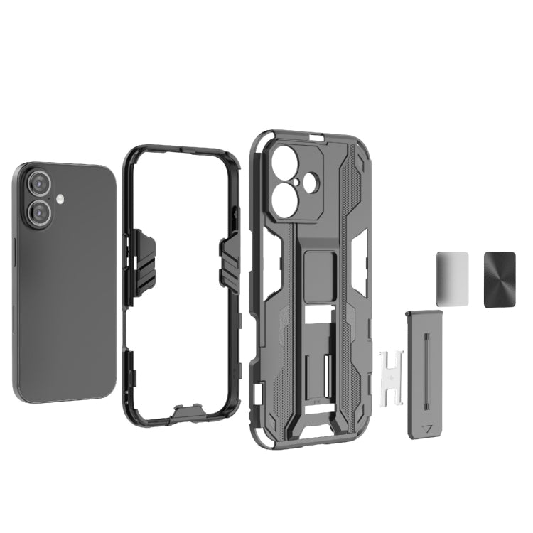 For iPhone 16 Supersonic PC + TPU Holder Phone Case(Grey) - iPhone 16 Cases by buy2fix | Online Shopping UK | buy2fix