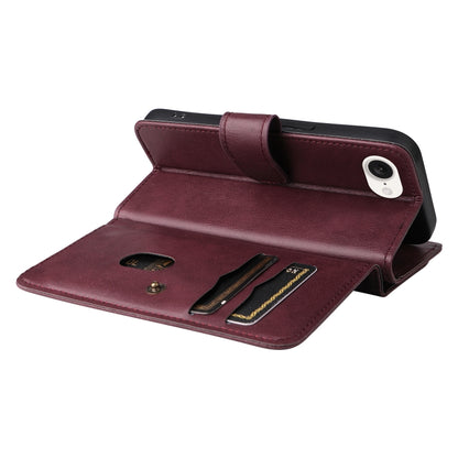 For iPhone 16e Multi-Function Wallet 10 Card Slots Leather Phone Case(Claret) by buy2fix