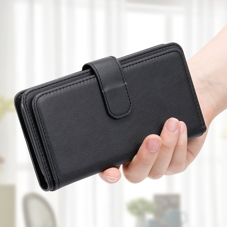 For iPhone 16e Multi-Function Wallet 10 Card Slots Leather Phone Case(Black) by buy2fix
