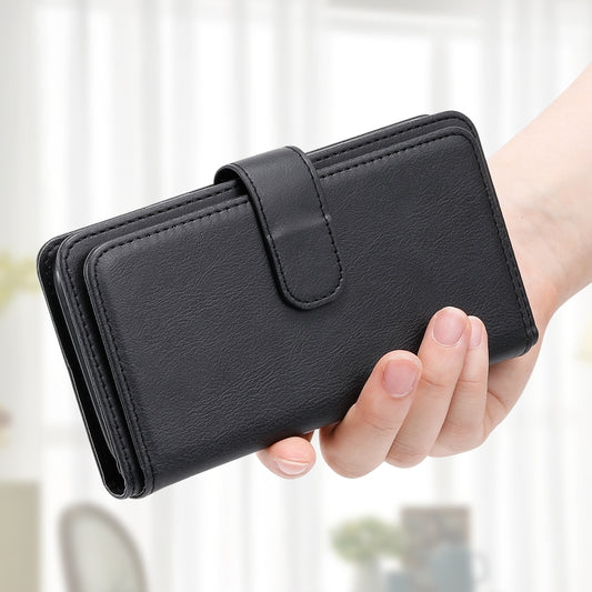 For iPhone 16e Multi-Function Wallet 10 Card Slots Leather Phone Case(Black) by buy2fix