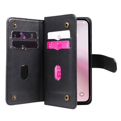 For iPhone 16e Multi-Function Wallet 10 Card Slots Leather Phone Case(Black) by buy2fix