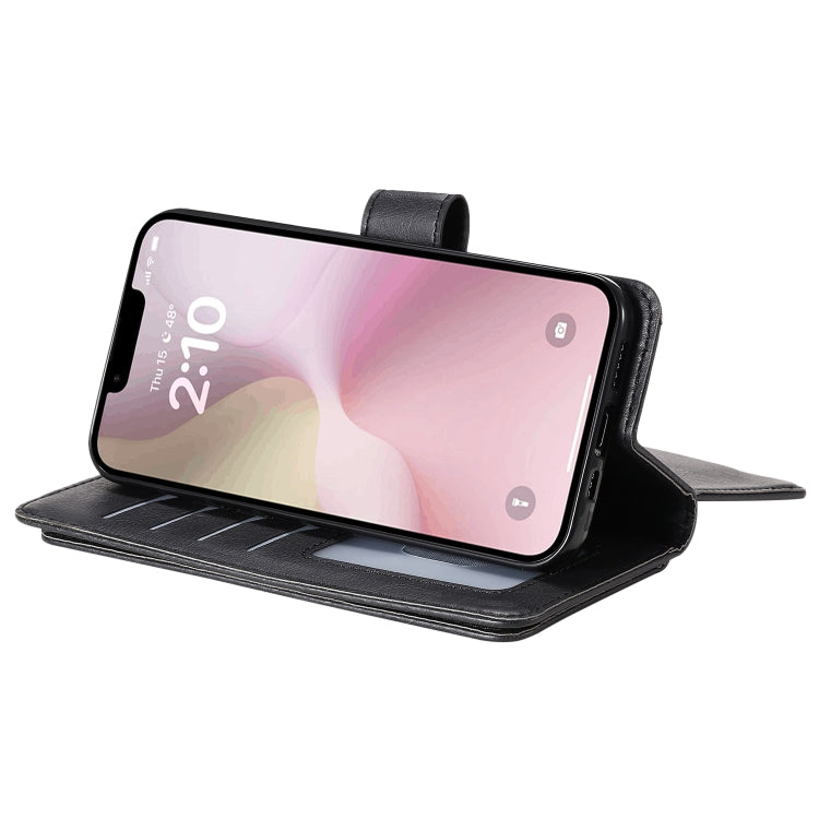 For iPhone 16e Multi-Function Wallet 10 Card Slots Leather Phone Case(Black) by buy2fix