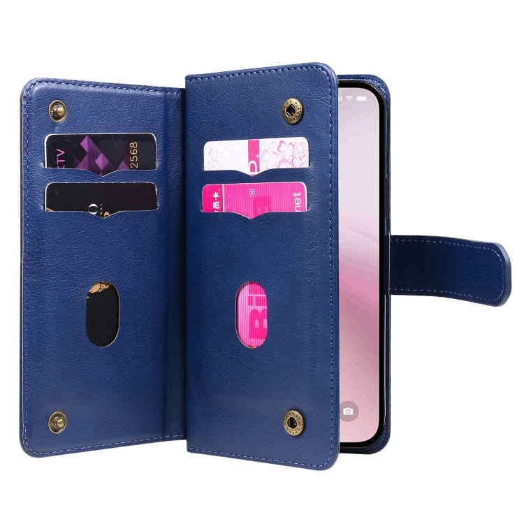 For iPhone SE 2024 Multi-Function Wallet 10 Card Slots Leather Phone Case(Dark Blue) - More iPhone Cases by buy2fix | Online Shopping UK | buy2fix