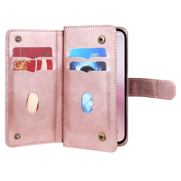 For iPhone SE 2024 Multi-Function Wallet 10 Card Slots Leather Phone Case(Rose Gold) - More iPhone Cases by buy2fix | Online Shopping UK | buy2fix