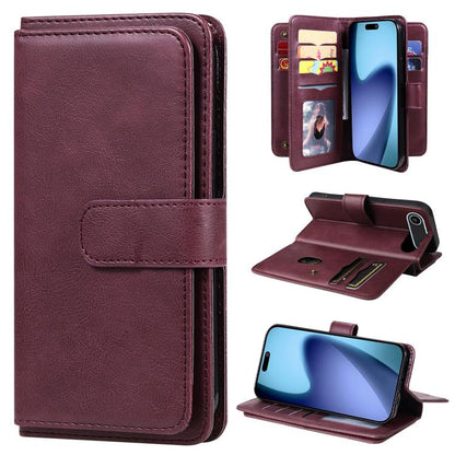 For iPhone Air Multi-Function Wallet 10 Card Slots Leather Phone Case(Claret) - iPhone Air Cases by buy2fix | Online Shopping UK | buy2fix