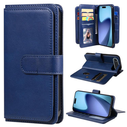 For iPhone Air Multi-Function Wallet 10 Card Slots Leather Phone Case(Dark Blue) - iPhone Air Cases by buy2fix | Online Shopping UK | buy2fix