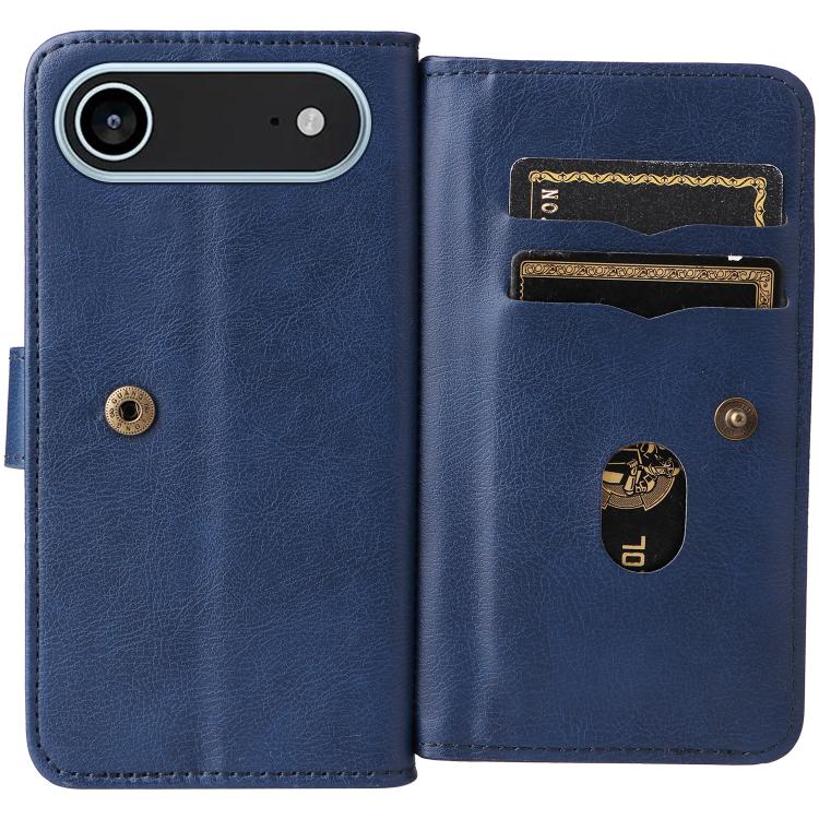 For iPhone Air Multi-Function Wallet 10 Card Slots Leather Phone Case(Dark Blue) - iPhone Air Cases by buy2fix | Online Shopping UK | buy2fix