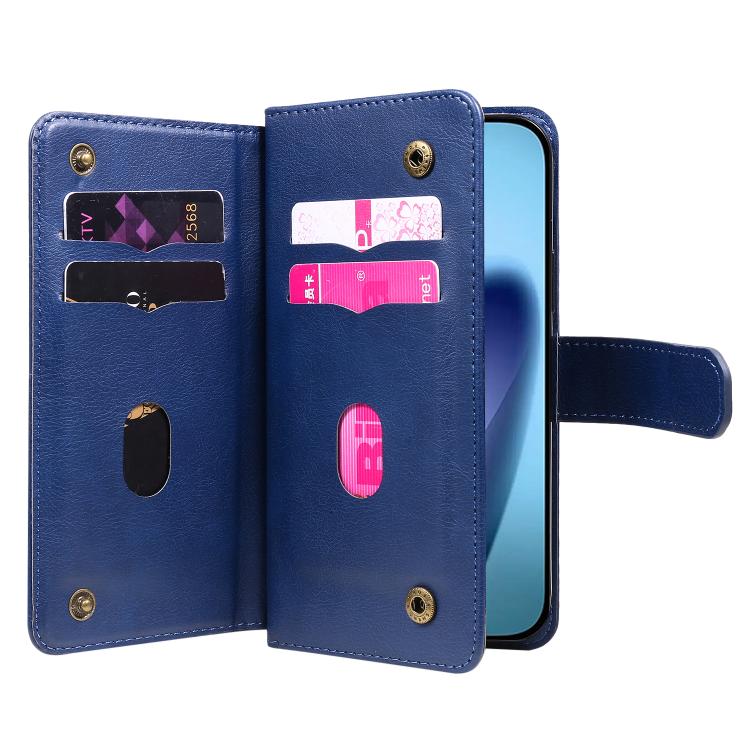 For iPhone Air Multi-Function Wallet 10 Card Slots Leather Phone Case(Dark Blue) - iPhone Air Cases by buy2fix | Online Shopping UK | buy2fix