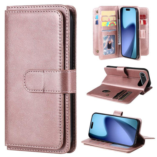 For iPhone Air Multi-Function Wallet 10 Card Slots Leather Phone Case(Rose Gold) - iPhone Air Cases by buy2fix | Online Shopping UK | buy2fix