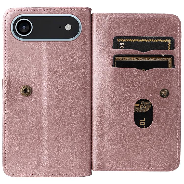 For iPhone Air Multi-Function Wallet 10 Card Slots Leather Phone Case(Rose Gold) - iPhone Air Cases by buy2fix | Online Shopping UK | buy2fix