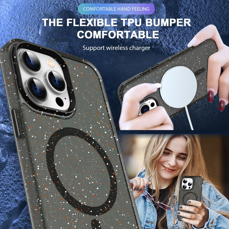 For iPhone 14 Plus Colorful Ink-splash Magsafe PC Hybrid TPU Phone Case(Black) - iPhone 14 Plus Cases by buy2fix | Online Shopping UK | buy2fix