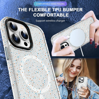 For iPhone 14 Colorful Ink-splash Magsafe PC Hybrid TPU Phone Case(White) - iPhone 14 Cases by buy2fix | Online Shopping UK | buy2fix