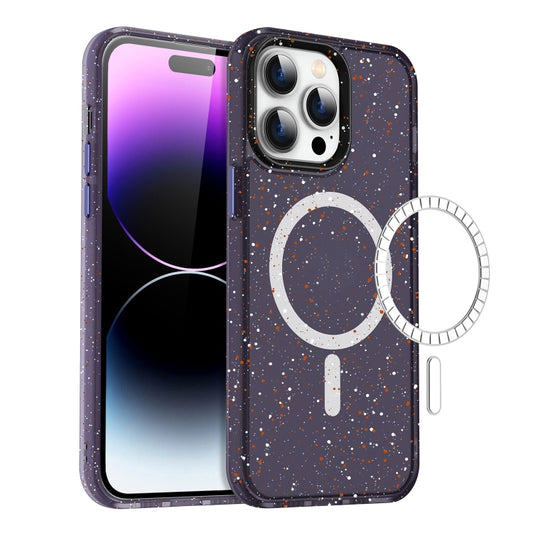For iPhone 14 Pro Max Colorful Ink-splash Magsafe PC Hybrid TPU Phone Case(Purple) by buy2fix