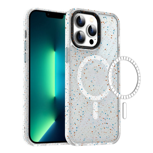 For iPhone 13 Pro Max Colorful Ink-splash Magsafe PC Hybrid TPU Phone Case(White) - iPhone 13 Pro Max Cases by buy2fix | Online Shopping UK | buy2fix