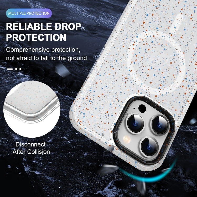 For iPhone 13 Pro Max Colorful Ink-splash Magsafe PC Hybrid TPU Phone Case(White) by buy2fix