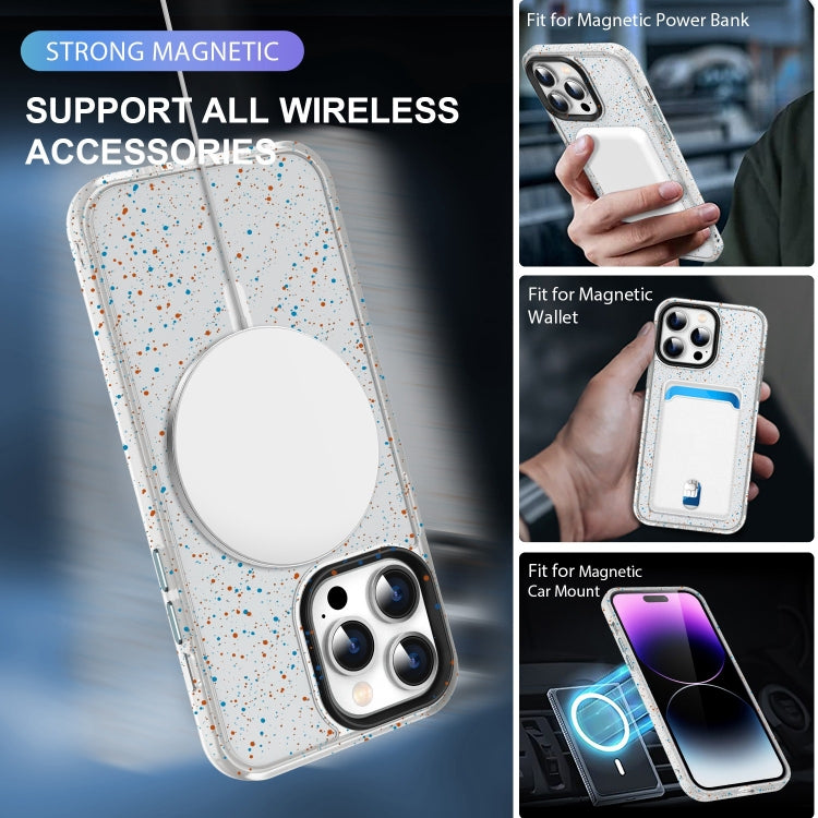 For iPhone 13 Pro Max Colorful Ink-splash Magsafe PC Hybrid TPU Phone Case(White) by buy2fix