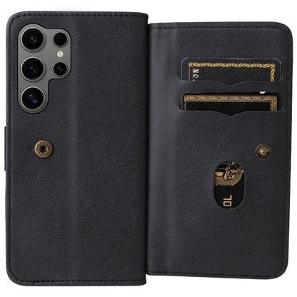 For Samsung Galaxy S25 Ultra 5G Multi-Function Wallet 10 Card Slots Leather Phone Case(Black) by buy2fix