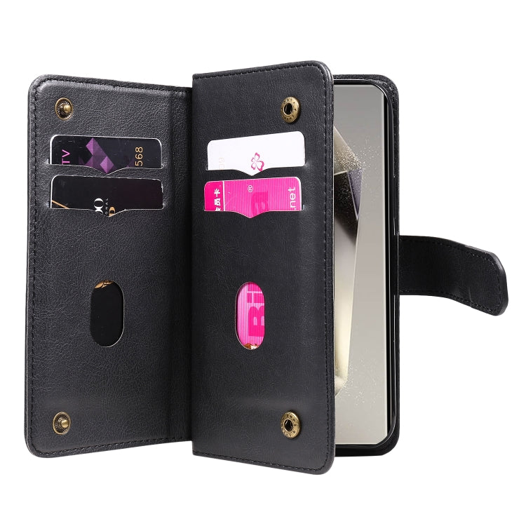 For Samsung Galaxy S25 Ultra 5G Multi-Function Wallet 10 Card Slots Leather Phone Case(Black) by buy2fix