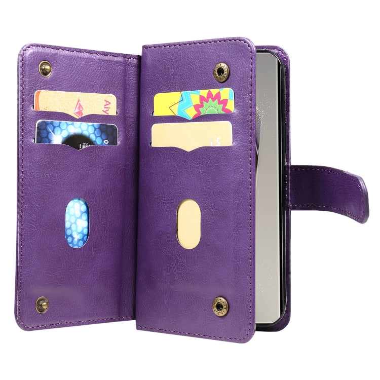 For Samsung Galaxy S25 Ultra 5G Multi-Function Wallet 10 Card Slots Leather Phone Case(Violet) - Galaxy S25 Ultra 5G Cases by buy2fix | Online Shopping UK | buy2fix