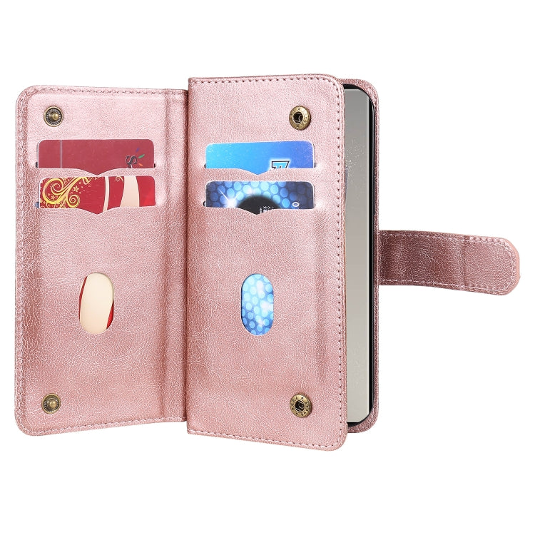 For Samsung Galaxy S25 Ultra 5G Multi-Function Wallet 10 Card Slots Leather Phone Case(Rose Gold) - Galaxy S25 Ultra 5G Cases by buy2fix | Online Shopping UK | buy2fix