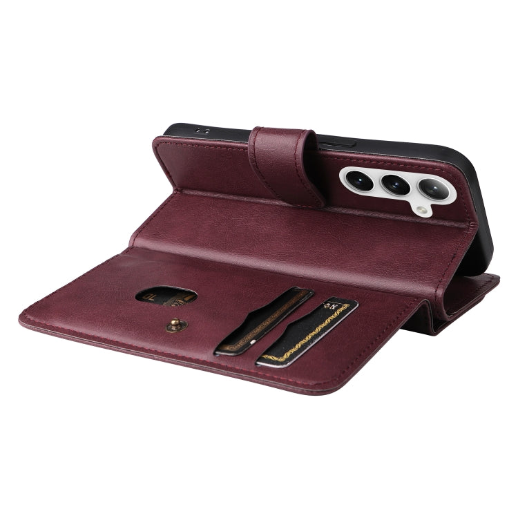 For Samsung Galaxy S25 / S24 5G Multi-Function Wallet 10 Card Slots Leather Phone Case(Claret) by buy2fix