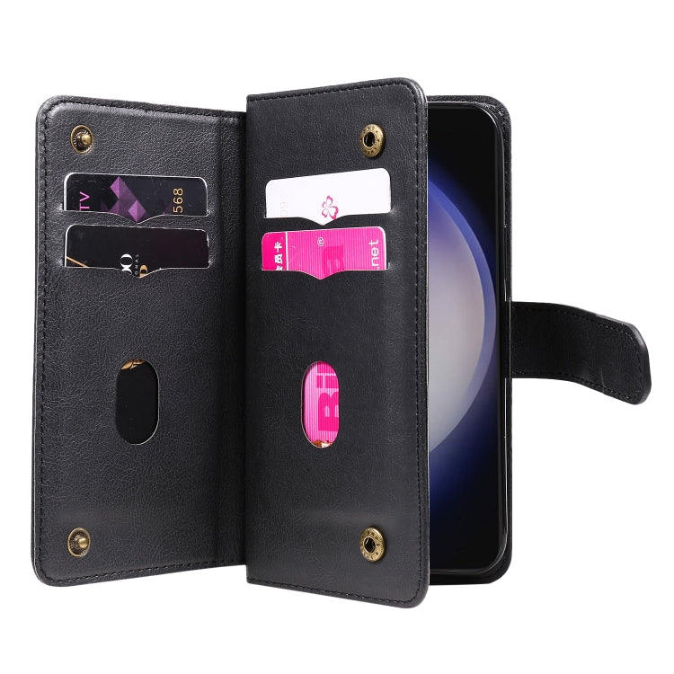 For Samsung Galaxy S25 / S24 5G Multi-Function Wallet 10 Card Slots Leather Phone Case(Black) - Galaxy S25 5G Cases by buy2fix | Online Shopping UK | buy2fix