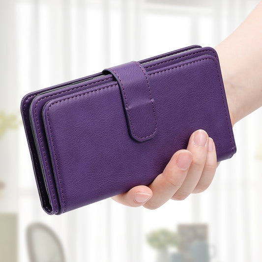 For Samsung Galaxy S25 / S24 5G Multi-Function Wallet 10 Card Slots Leather Phone Case(Violet) by buy2fix