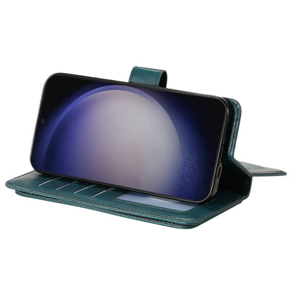 For Samsung Galaxy S25+ / S24+ 5G Multi-Function Wallet 10 Card Slots Leather Phone Case(Dark Green) by buy2fix