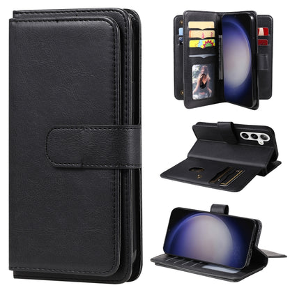 For Samsung Galaxy S25+ / S24+ 5G Multi-Function Wallet 10 Card Slots Leather Phone Case(Black) by buy2fix