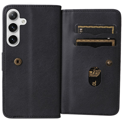 For Samsung Galaxy S25+ / S24+ 5G Multi-Function Wallet 10 Card Slots Leather Phone Case(Black) by buy2fix