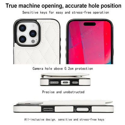 For iPhone 16 Pro Max Double Buckle Rhombic PU Leather Phone Case(White) - iPhone 16 Pro Max Cases by buy2fix | Online Shopping UK | buy2fix