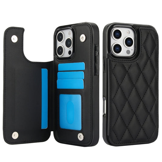 For iPhone 16 Pro Double Buckle Rhombic PU Leather Phone Case(Black) by buy2fix