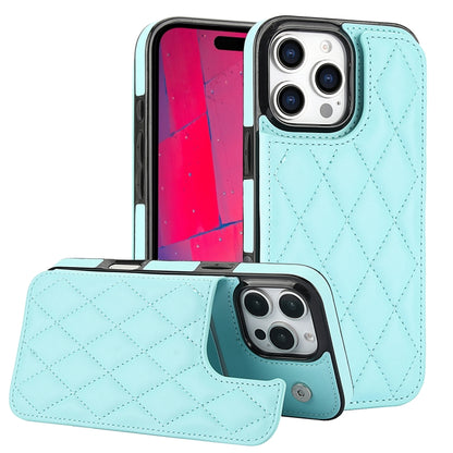 For iPhone 16 Pro Double Buckle Rhombic PU Leather Phone Case(Blue) - iPhone 16 Pro Cases by buy2fix | Online Shopping UK | buy2fix