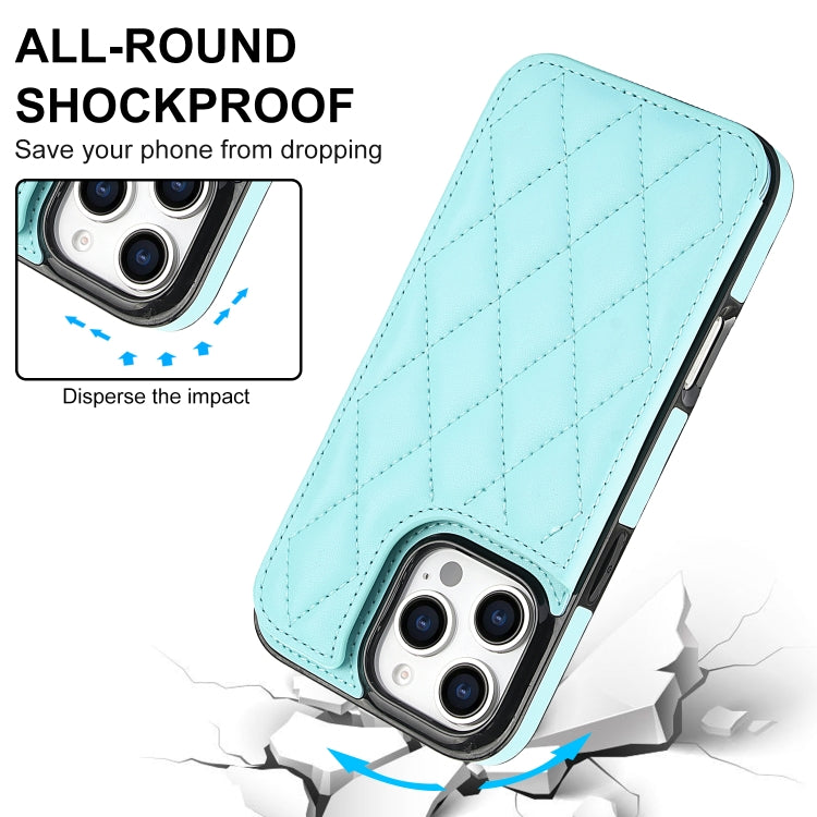 For iPhone 16 Pro Double Buckle Rhombic PU Leather Phone Case(Blue) - iPhone 16 Pro Cases by buy2fix | Online Shopping UK | buy2fix