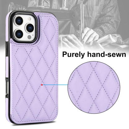 For iPhone 16 Pro Double Buckle Rhombic PU Leather Phone Case(Purple) - iPhone 16 Pro Cases by buy2fix | Online Shopping UK | buy2fix