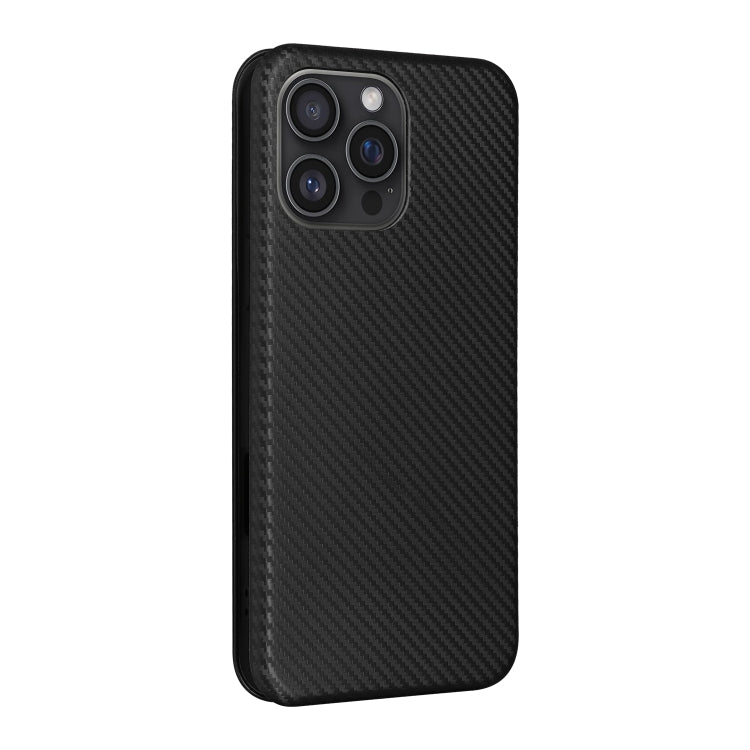 For iPhone 16 Pro Carbon Fiber Texture Flip Leather Phone Case(Black) - iPhone 16 Pro Cases by buy2fix | Online Shopping UK | buy2fix