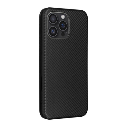 For iPhone 16 Pro Carbon Fiber Texture Flip Leather Phone Case(Black) - iPhone 16 Pro Cases by buy2fix | Online Shopping UK | buy2fix