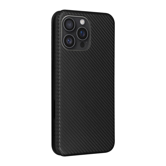 For iPhone 16 Pro Max Carbon Fiber Texture Flip Leather Phone Case(Black) by buy2fix