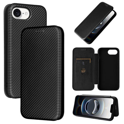 For iPhone SE 2024 Carbon Fiber Texture Flip Leather Phone Case(Black) - More iPhone Cases by buy2fix | Online Shopping UK | buy2fix