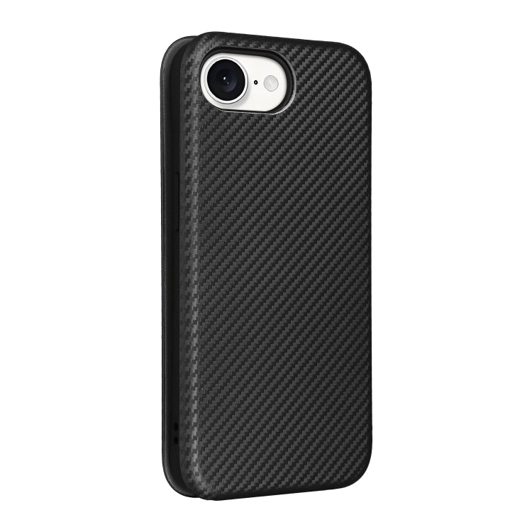 For iPhone SE 2024 Carbon Fiber Texture Flip Leather Phone Case(Black) - More iPhone Cases by buy2fix | Online Shopping UK | buy2fix
