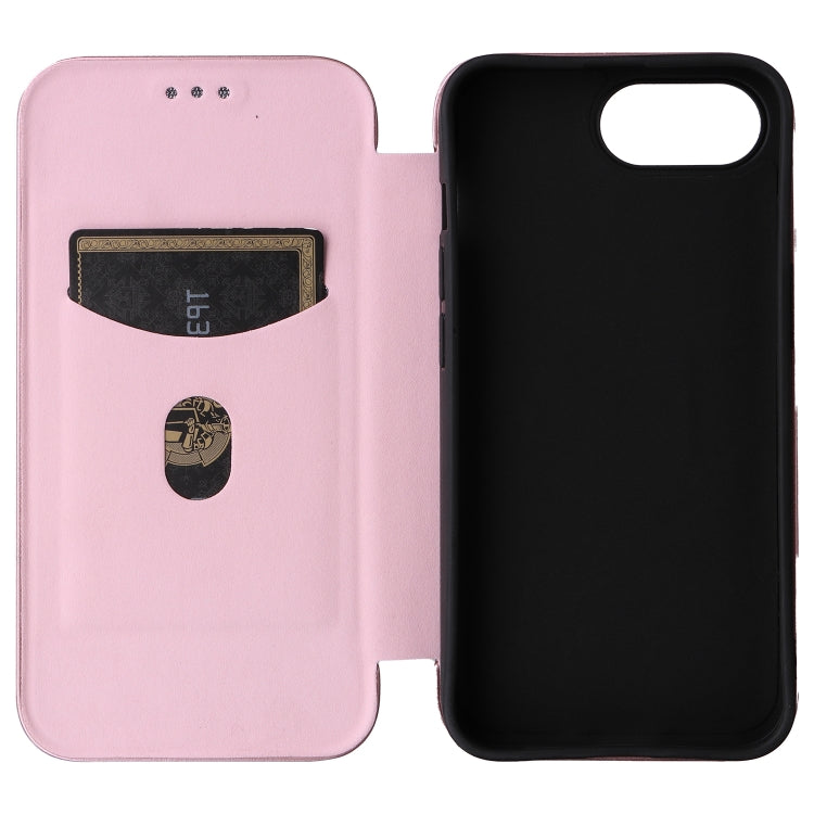 For iPhone SE 2024 Carbon Fiber Texture Flip Leather Phone Case(Pink) - More iPhone Cases by buy2fix | Online Shopping UK | buy2fix