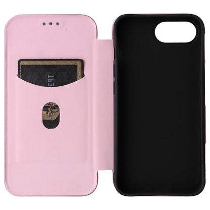 For iPhone SE 2024 Carbon Fiber Texture Flip Leather Phone Case(Pink) - More iPhone Cases by buy2fix | Online Shopping UK | buy2fix