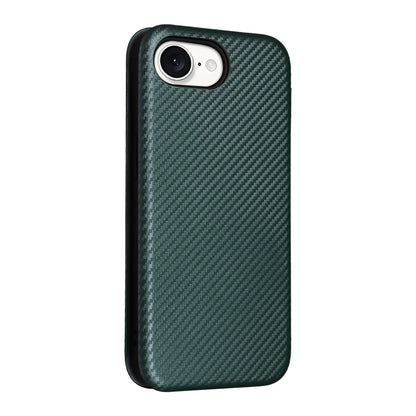 For iPhone SE 2024 Carbon Fiber Texture Flip Leather Phone Case(Green) - More iPhone Cases by buy2fix | Online Shopping UK | buy2fix