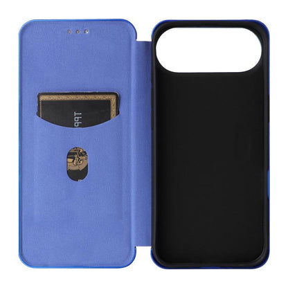 For iPhone Air Carbon Fiber Texture Flip Leather Phone Case(Blue) - iPhone Air Cases by buy2fix | Online Shopping UK | buy2fix