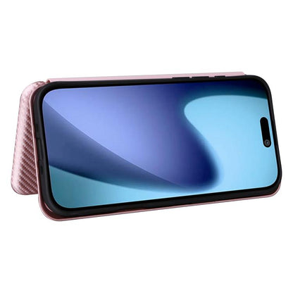 For iPhone Air Carbon Fiber Texture Flip Leather Phone Case(Pink) - iPhone Air Cases by buy2fix | Online Shopping UK | buy2fix