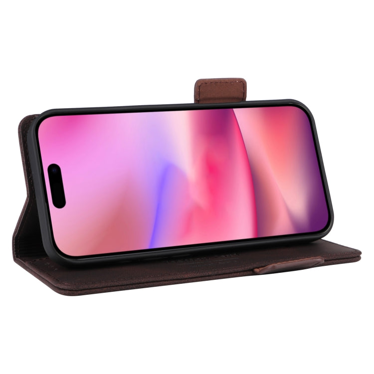 For iPhone 16 Plus Magnetic Clasp Leather Phone Case(Brown) - iPhone 16 Plus Cases by buy2fix | Online Shopping UK | buy2fix