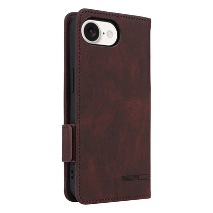 For iPhone SE 2024 Magnetic Clasp Leather Phone Case(Brown) - iPhone 16e Cases by buy2fix | Online Shopping UK | buy2fix