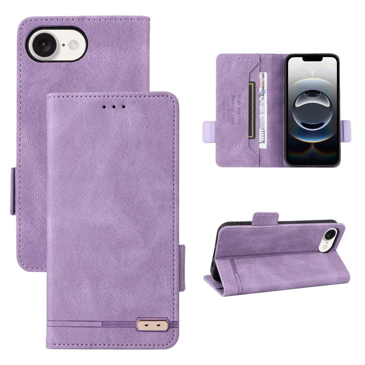 For iPhone SE 2024 Magnetic Clasp Leather Phone Case(Purple) - iPhone 16e Cases by buy2fix | Online Shopping UK | buy2fix