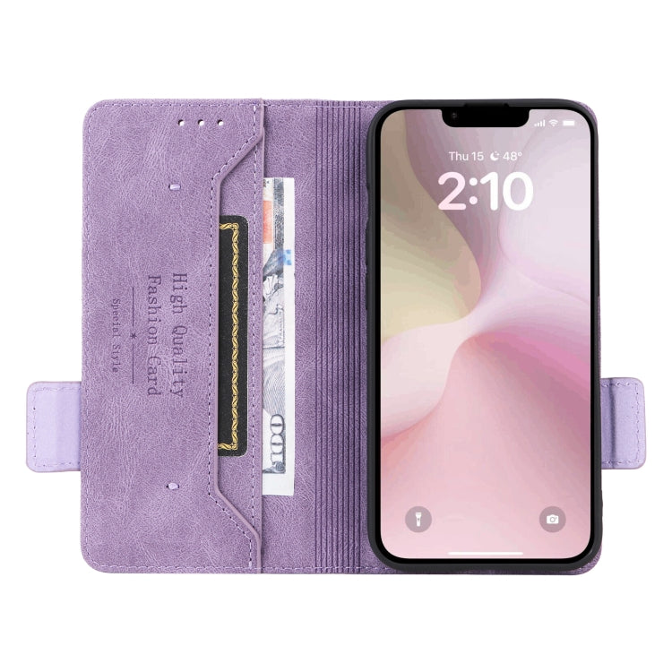 For iPhone SE 2024 Magnetic Clasp Leather Phone Case(Purple) - iPhone 16e Cases by buy2fix | Online Shopping UK | buy2fix